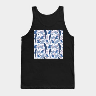 Ara Parrot Tropical Leaves Pattern Blue and Pink Tank Top